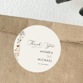 Ivory Boho Herfst Wildflower bruiloft dank u Ronde Sticker