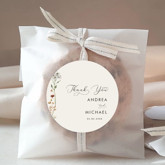 Ivory Boho Herfst Wildflower bruiloft dank u Ronde Sticker