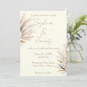 Ivory Boho Pampas Grass Wedding Kaart (Staand voorkant)