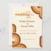 Ivory Bold Retro 1970s Huwelijk save the date kaar (Voorkant)