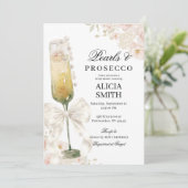 Ivory Boog Parels & Prosecco Bruidsfeest Kaart (Staand voorkant)