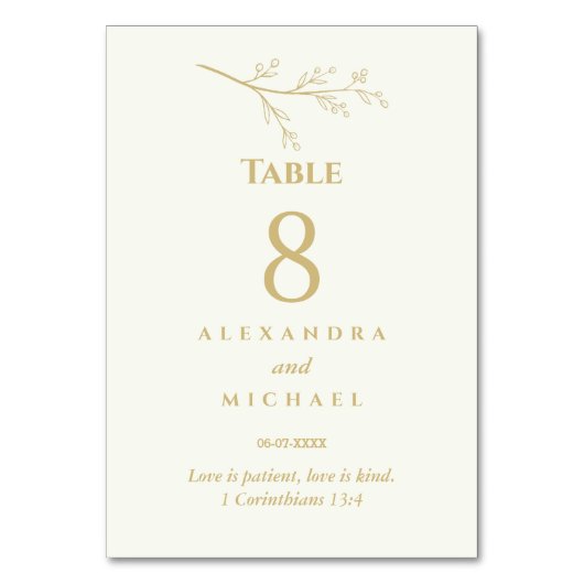 Ivory Botanical Christian Wedding    Kaart (Voorkant)