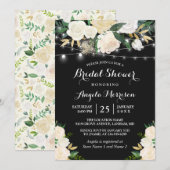 Ivory Botanical Floral String Lights Vrijgezellenf Kaart (Voorkant / Achterkant)