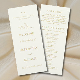 Ivory Botanical Minimalist Christian Wedding  Programmakaart