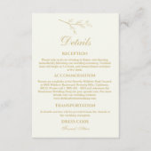 Ivory Botanical Minimalist Wedding Details Informatiekaartje (Voorkant)