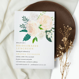 Ivory Bouquet Floral Bridesmaids Luncheon Wedding Kaart