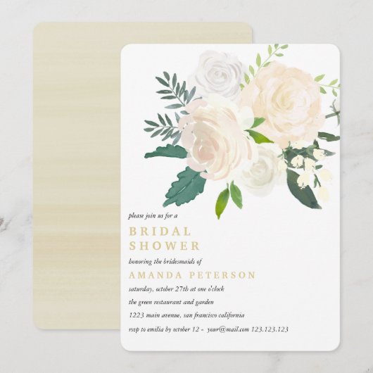 Ivory Bouquet Floral Wedding Vrijgezellenfeest roz Kaart (Voorkant / Achterkant)