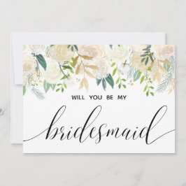 Ivory Bouquet Floral zal je mijn Bridesmaid zijn Kaart