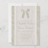 Ivory  Bow & Linen Wedding Kaart (Voorkant)