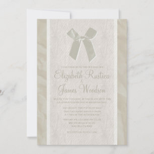 Ivory  Bow & Linen Wedding Kaart