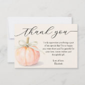 Ivory Bow Little Pumpkin Baby shower Bedankt Notitiekaartje (Voorkant)