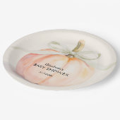 Ivory Bow Little Pumpkin Baby shower Papieren Bordje (Gekanteld)