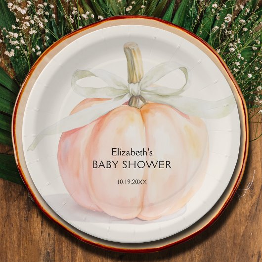 Ivory Bow Little Pumpkin Baby shower Papieren Bordje