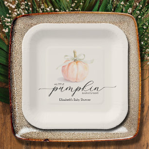 Ivory Bow Little Pumpkin Baby shower Papieren Bordje