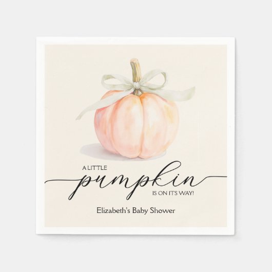 Ivory Bow Little Pumpkin Baby shower Servet (Voorkant)