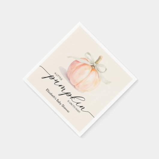 Ivory Bow Little Pumpkin Baby shower Servet (Hoek)