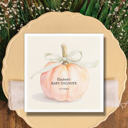 Ivory Bow Little Pumpkin Baby shower Servet