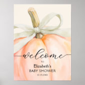 Ivory Bow Little Pumpkin Baby shower Welkom Poster (Voorkant)