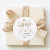Ivory bow pearls Confirmation DIY Bedankjes Labels