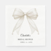 Ivory bow pearls elegant Bridal Shower Luncheon Servet (Voorkant)