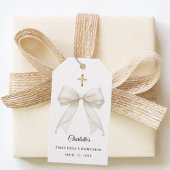 Ivory bow pearls First Holy Communion DIY Cadeaulabel