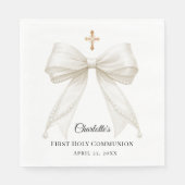 Ivory bow pearls First Holy Communion luncheon Servet (Voorkant)