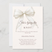 Ivory bow pearls knot elegant Bridal Shower Kaart (Voorkant)