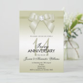 Ivory Bow & Ribbon 14th Wedding Jubileum Kaart (Staand voorkant)