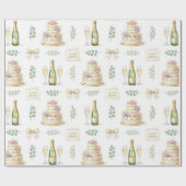 Ivory Bows & Champagne Bruiloftsfeest Patroon Cadeaupapier (Vlak)