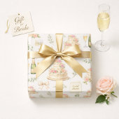 Ivory Bows & Champagne Bruiloftsfeest Patroon Cadeaupapier