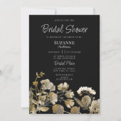Ivory brown black wildflower winter Bridal Shower Kaart (Voorkant)