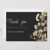 Ivory brown black wildflower winter Thank You Kaart (Voorkant)