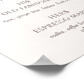 Ivory & Brown Bruiloft Signature Drankjes Poster (Hoek)