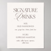 Ivory & Brown Bruiloft Signature Drankjes Poster (Voorkant)