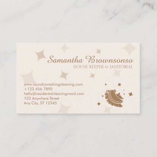 Ivory Brown Bubble Housekeeper Wassen Visitekaartje (Achterkant)