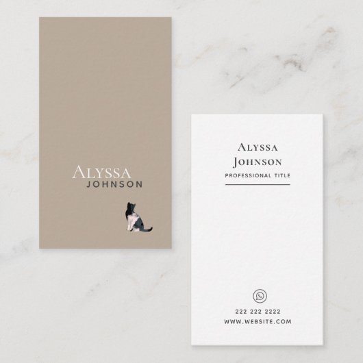 Ivory Brown Calico Cloud Cat Minimal Visitekaartje (Voorkant / Achterkant)