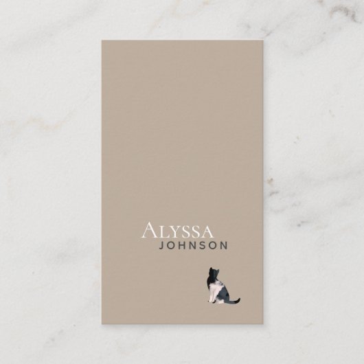 Ivory Brown Calico Cloud Cat Minimal Visitekaartje (Voorkant)