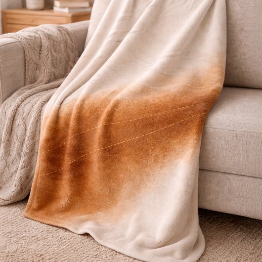 Ivory Brown Fade Fleece Blanket Deken