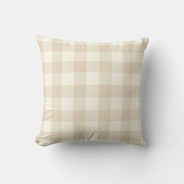Ivory Brown Gingham Sierkussen (Voorkant)