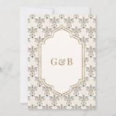 Ivory Brown Ikat Anand Karaj Sikh bruiloft Kaart (Achterkant)