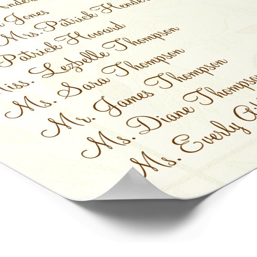 Ivory Brown Swirl Tree met vogelzitjes 12 tafels Poster (Hoek)