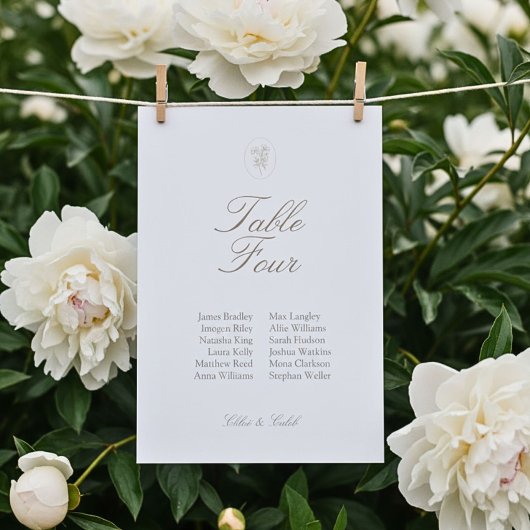 Ivory | Bruiloft Gast Tafelkaart Nummer in Script Kaart