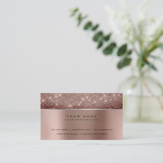 Ivory Brush Parly Copper Steel Silver Glitter VIP Visitekaartje (Staand voorkant)