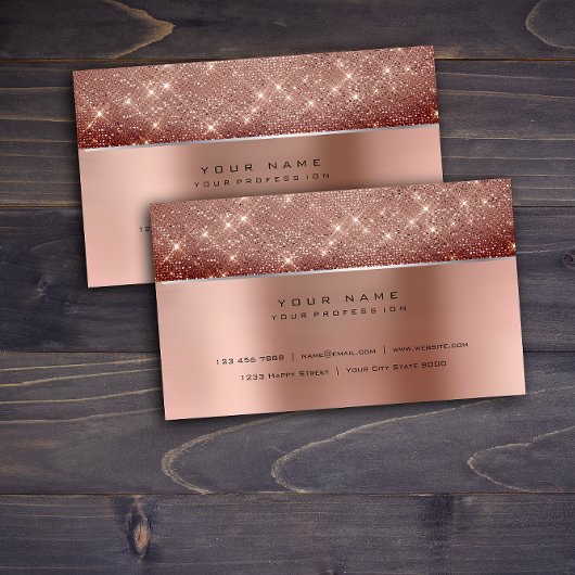 Ivory Brush Parly Copper Steel Silver Glitter VIP Visitekaartje