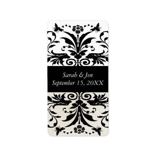 Ivory Bumble Bee Damask Save the Date Etiket (Voorkant)