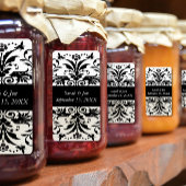 Ivory Bumble Bee Damask Save the Date Etiket