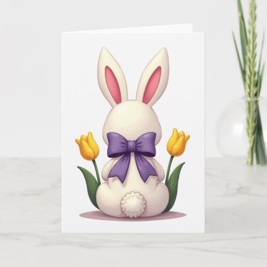 Ivory Bunny Spring Bow Card Kaart (Voorkant)