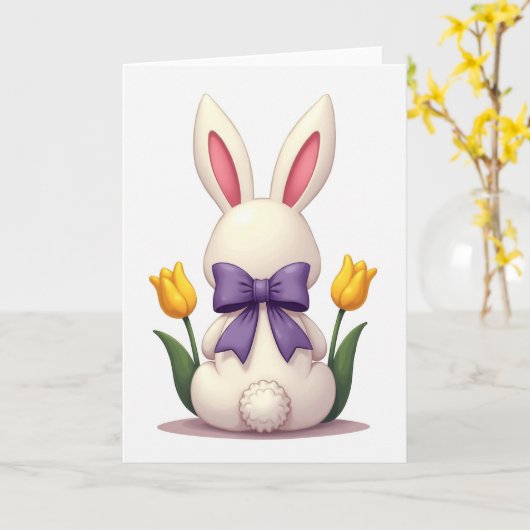 Ivory Bunny Spring Bow Card Kaart (Gele Bloem)