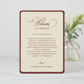 Ivory Burgundy Border Retro Wedding Itinerary Card Kaart (Staand voorkant)