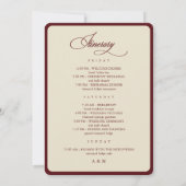 Ivory Burgundy Border Retro Wedding Itinerary Card Kaart (Achterkant)